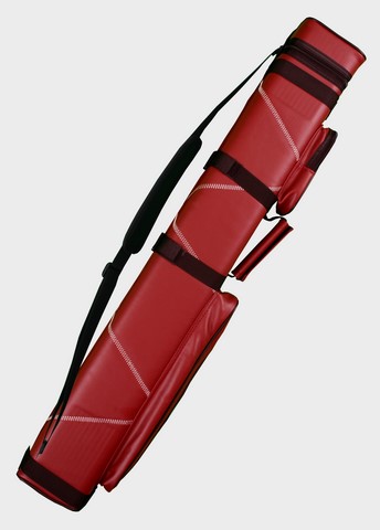 3X6 Hard Pool Cue - Billiard Stick Carrying Case Red With White Stitching Design